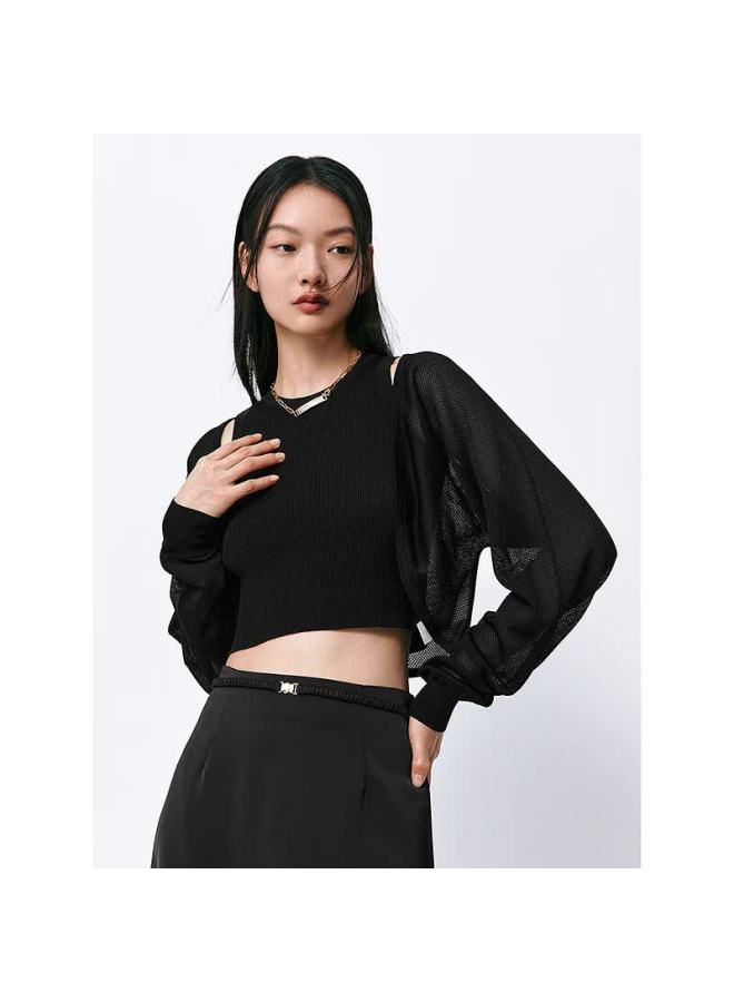 Waxbird Peacebird Women's Lightweight Knitted Cardigan Summer Air-conditioning Shawl Style Black S - Image 3