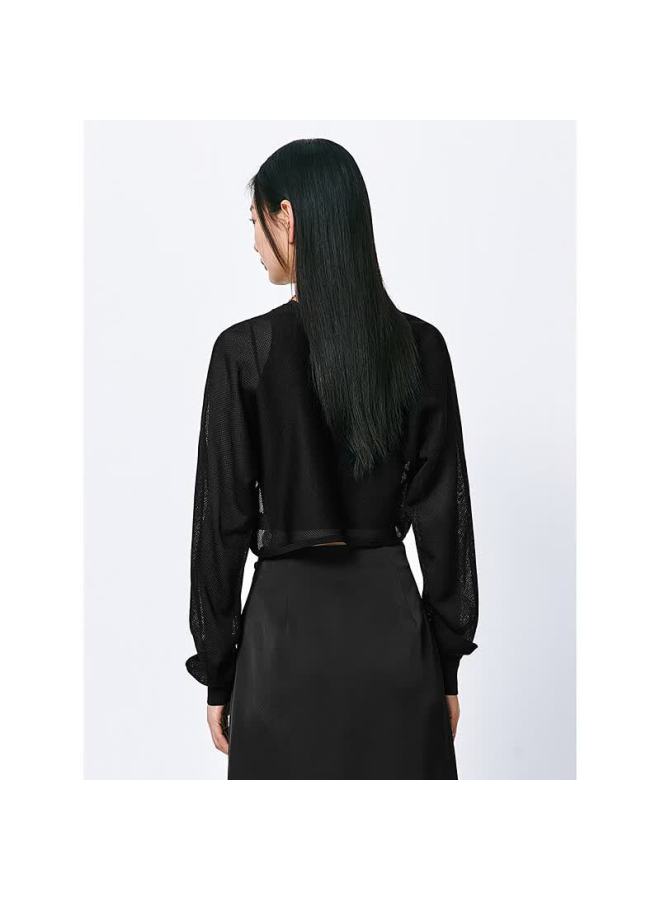 Waxbird Peacebird Women's Lightweight Knitted Cardigan Summer Air-conditioning Shawl Style Black S - Image 2