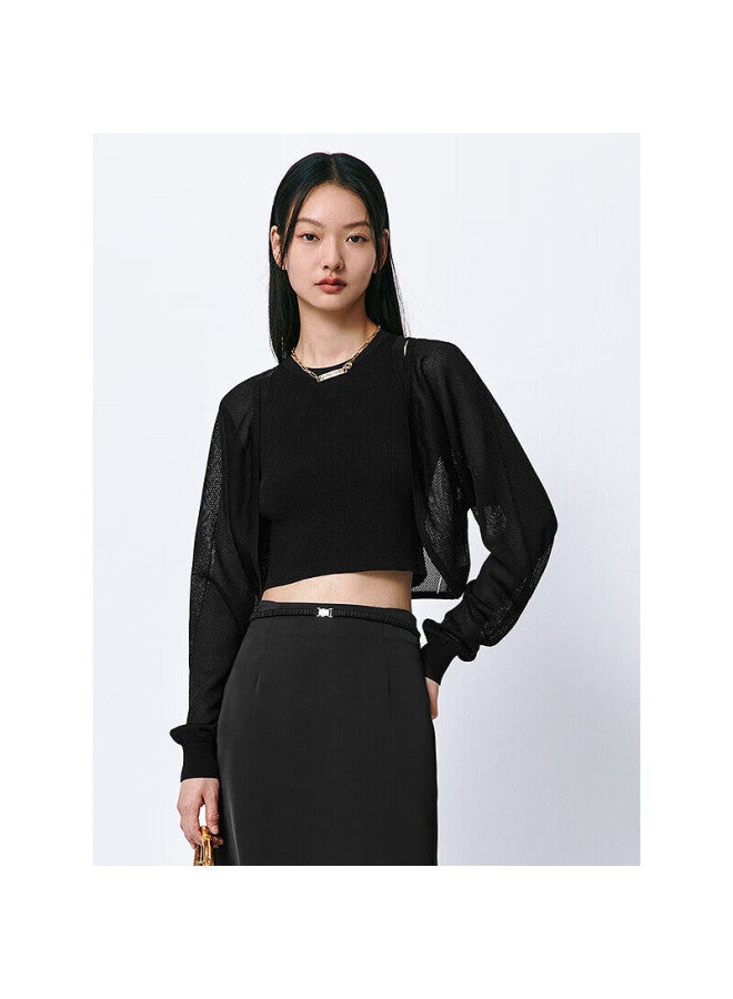 Waxbird Peacebird Women's Lightweight Knitted Cardigan Summer Air-conditioning Shawl Style Black S - Image 1