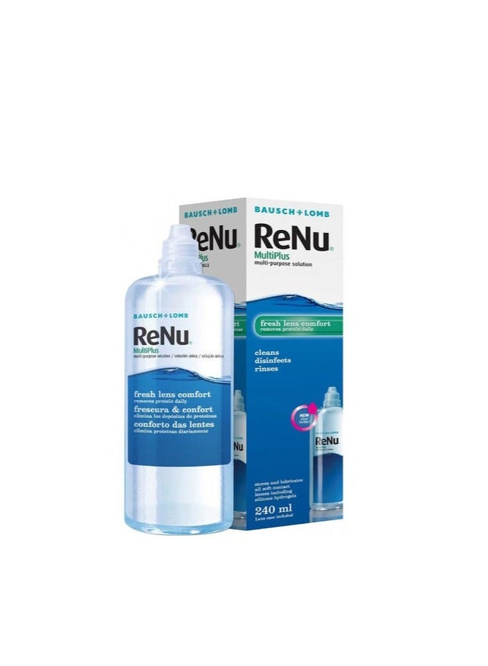 Unisex Happy Vision Renu Multi-Purpose Solution for Contact Lenses – Advanced Formula Cleans, Disinfects, and Rinses – Fresh Lens Comfort – Multi-Action Cleaning & Storage (240 ml)