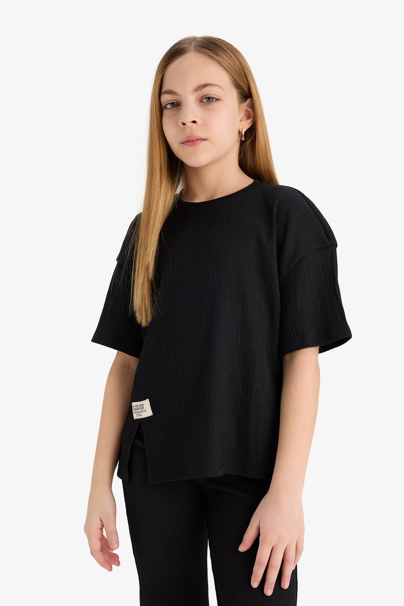DeFacto Black Girl Girl T-Shirt Bell Bottom Leggings 2 Piece Set Casual - Image 4