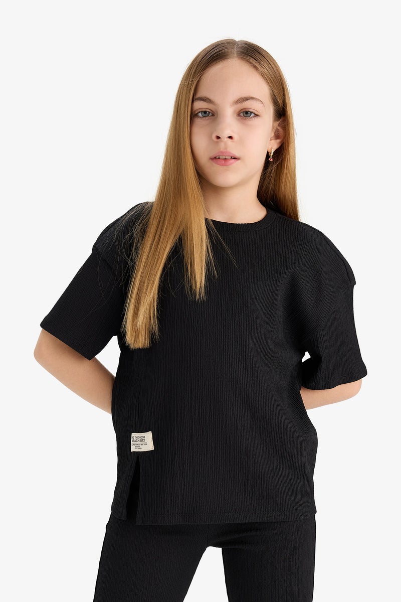 DeFacto Black Girl Girl T-Shirt Bell Bottom Leggings 2 Piece Set Casual - Image 5
