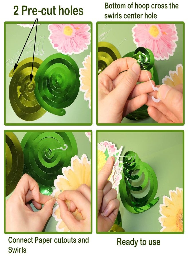 HADDIY Spring Flower Birthday Party Decorations,30 Set Summer Party Hanging Swirl Ceiling Decorations for Classroom Office Mother Day Decor - Image 4