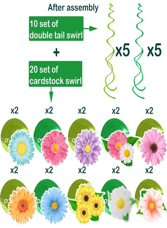 HADDIY Spring Flower Birthday Party Decorations,30 Set Summer Party Hanging Swirl Ceiling Decorations for Classroom Office Mother Day Decor - Image 2