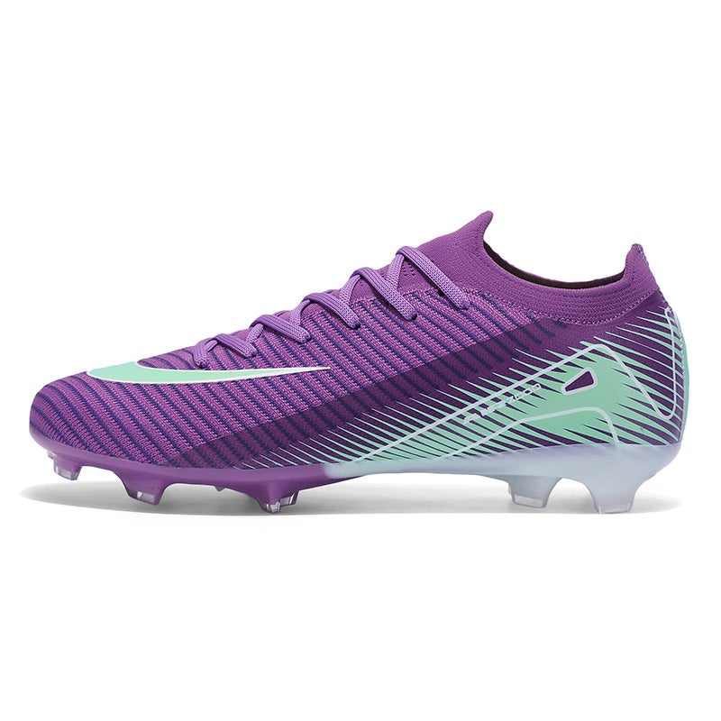 2025 new cross-border plus size spike football shoes men and women low side artificial lawn training broken nail sneaker wholesale Purple - Image 1