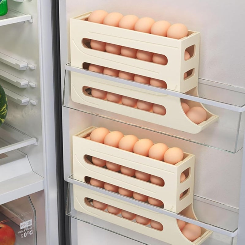 حافظة ومنظم بيض عملي - سهولة التخزين والانزلاق التلقائي - يحمي البيض من الكسر ويضمن ترتيبًا مثاليًا في المطبخ - (متوفر في FASHION.HOME)