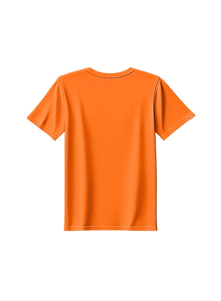 BYFT Threads Round Neck Plain T-Shirt - Orange (Medium, Polycotton, Pantone 16-1364 TCX, Set of 01 Pcs) - Image 2