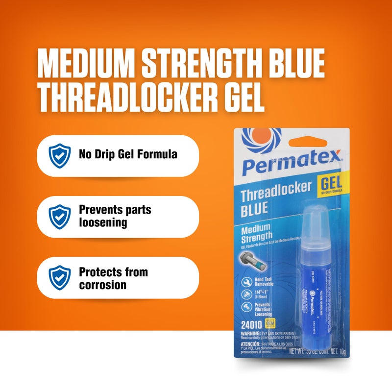 Permatex 24010 Medium Strength Threadlocker Blue Gel, 10 g Gel Twist Applicator - Image 2