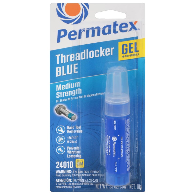 Permatex 24010 Medium Strength Threadlocker Blue Gel, 10 g Gel Twist Applicator - Image 1