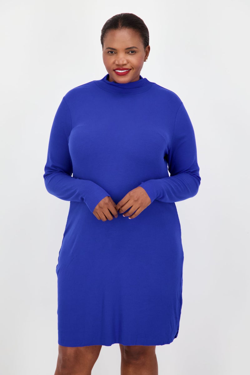Sanctuary Women Plus Size Textured Midi Dress, Blue - Image 1