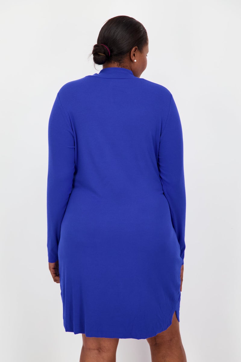 Sanctuary Women Plus Size Textured Midi Dress, Blue - Image 4
