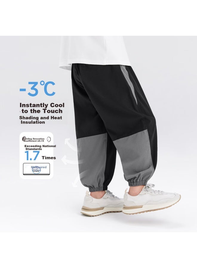 Zuoxi Boys' Mosquito-proof Pants Summer Cool Feeling New Children's Lightweight Outdoor Mesh Breathable Pants Black 160 - Image 2