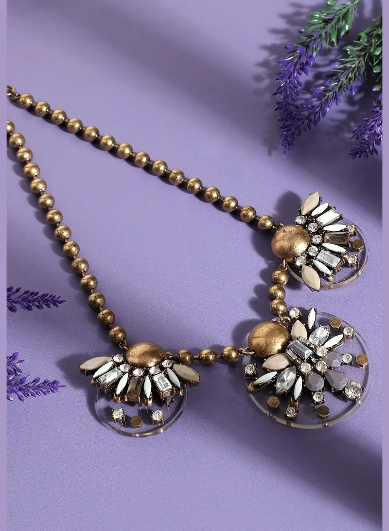 SOHI Gold Plated Designer Stone Party Necklace For Women