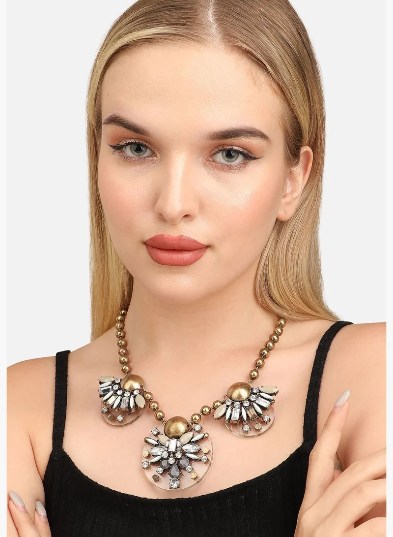 SOHI Gold Plated Designer Stone Party Necklace For Women