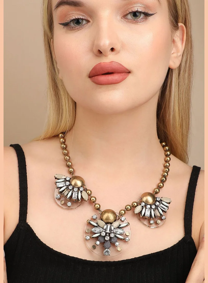 SOHI Gold Plated Designer Stone Party Necklace For Women