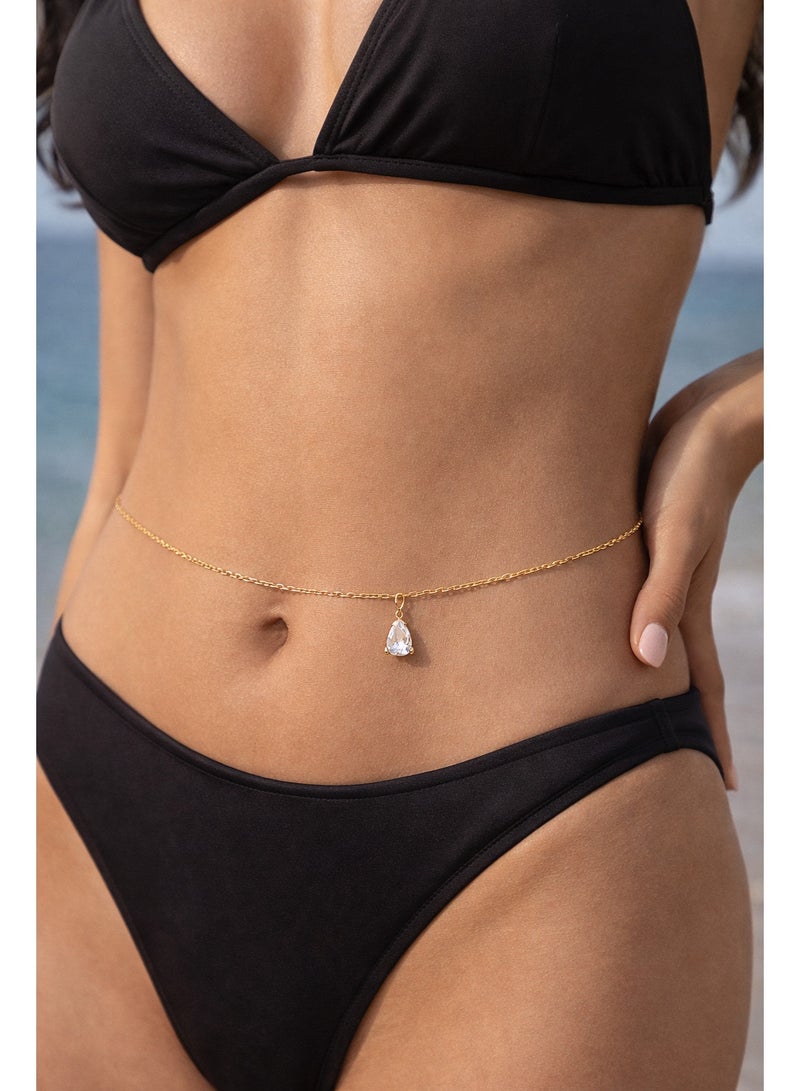 Miracle Empire Women’s Gold Plated Belly Chain with Crystal Adjustable Waist Body Chain Elegant Fashion Jewelry - Image 2