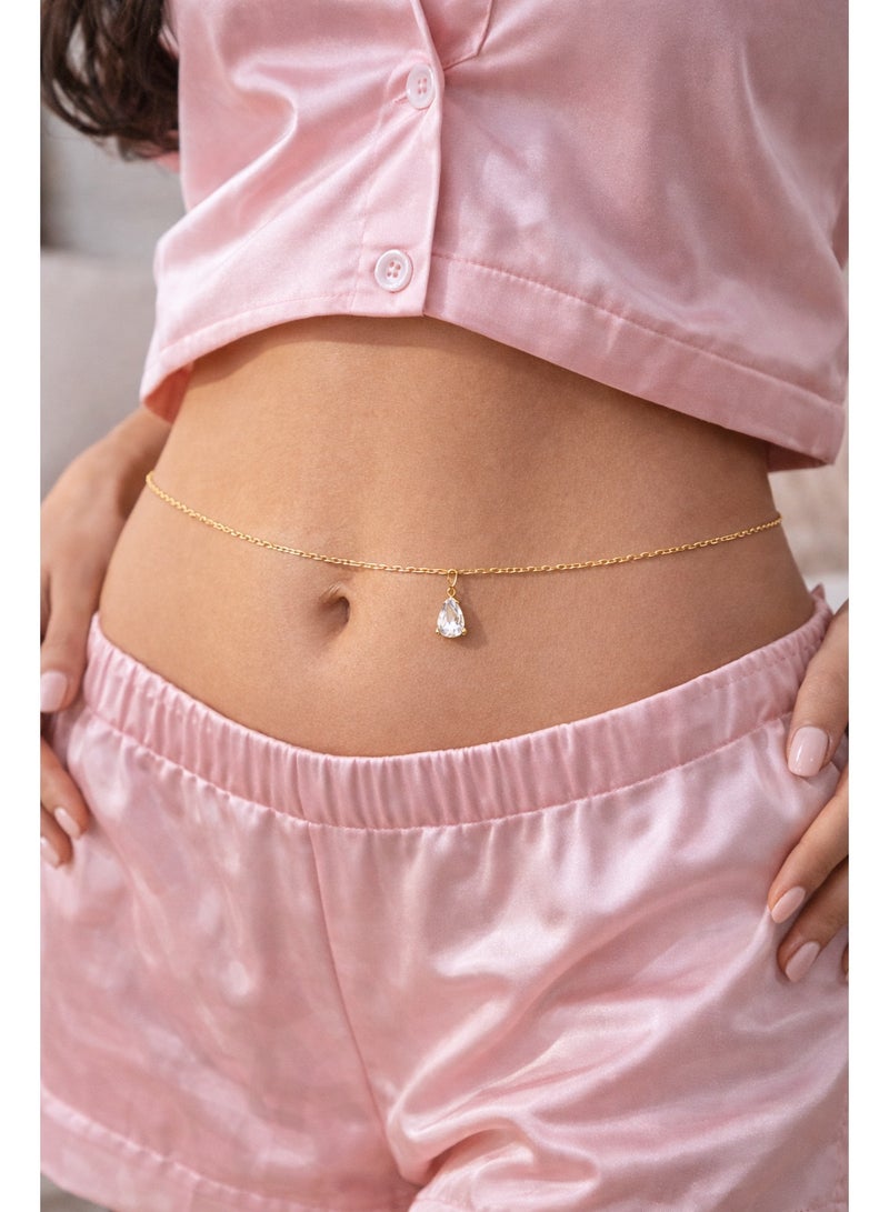 Miracle Empire Women’s Gold Plated Belly Chain with Crystal Adjustable Waist Body Chain Elegant Fashion Jewelry - Image 3