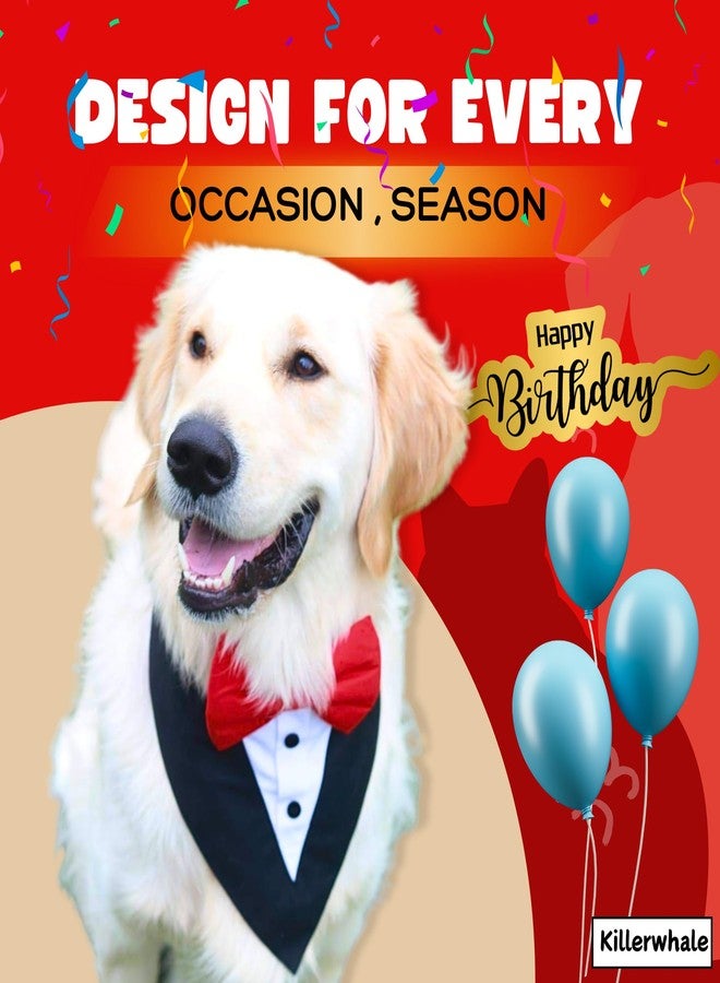 Killerwhale Dog Bandana Tuxedo, Ideal for Dog Birthday Decorations, Adorable & Comfortable Pet Apparel (S, Red) - Image 2