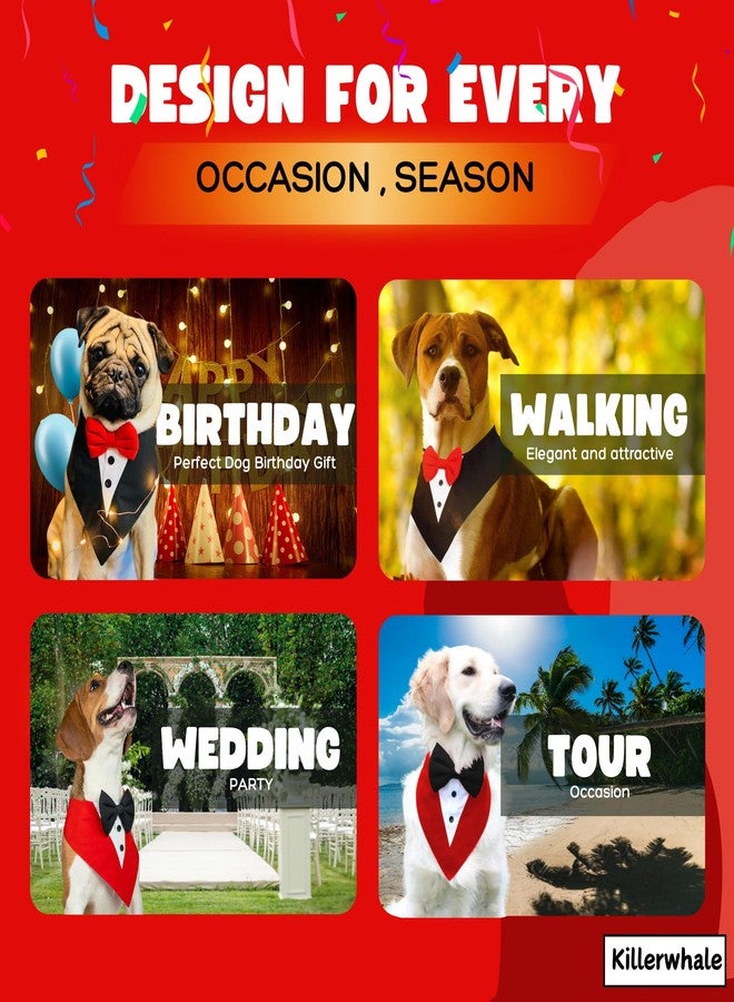 Killerwhale Dog Bandana Tuxedo, Ideal for Dog Birthday Decorations, Adorable & Comfortable Pet Apparel (S, Red) - Image 3