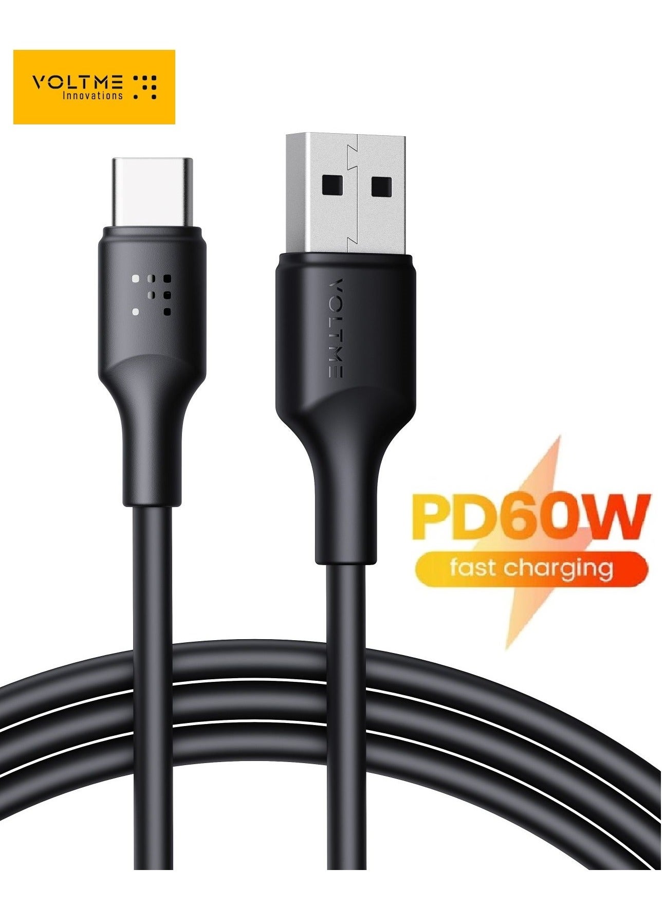 60W Type-C Cable A to USB-C Data Cord 2m (6.6 Ft) - Premium, Durable Cord with 3A Hi-Speed Data Transfer, Compatible with iPhone Air, iPhone 17/17 Pro/17 Pro Max, iPhone 16/16 Pro Max/16 Plus, iPhone 15/15 Pro/15 Plus/15 Pro Max, iPad Mini 6, iPad Pro 2022, MacBook Air, Samsung Galaxy S25/S24/S23, and all USB-C devices - Black