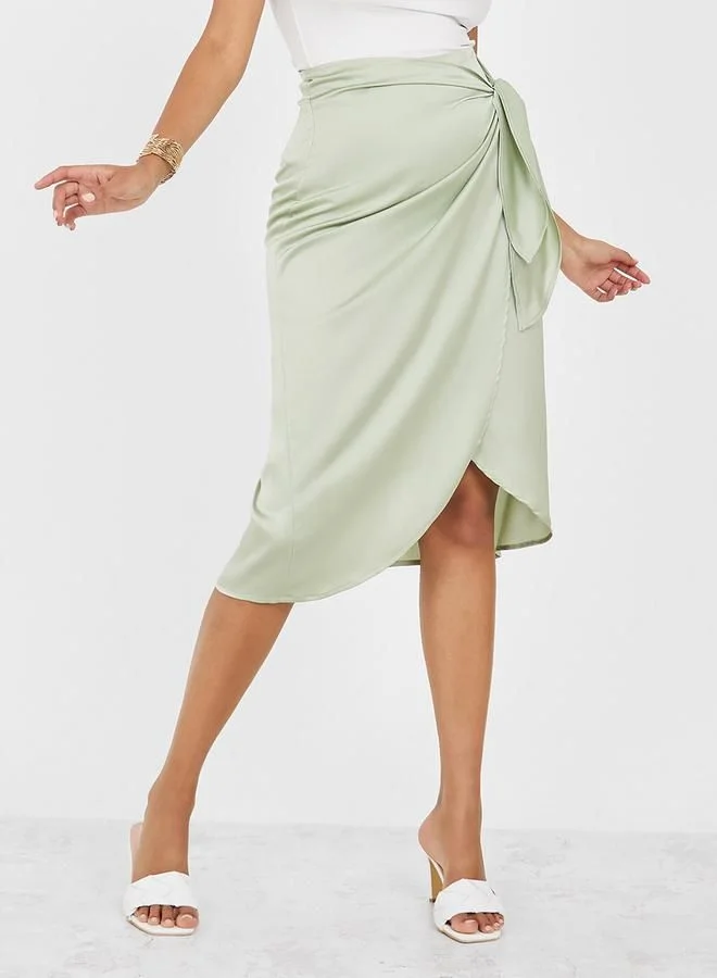 Styli Satin Wrap Midi core skirt