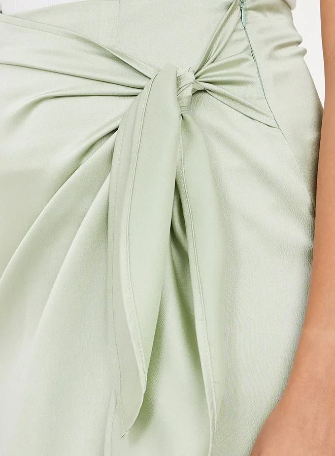Styli Satin Wrap Midi core skirt