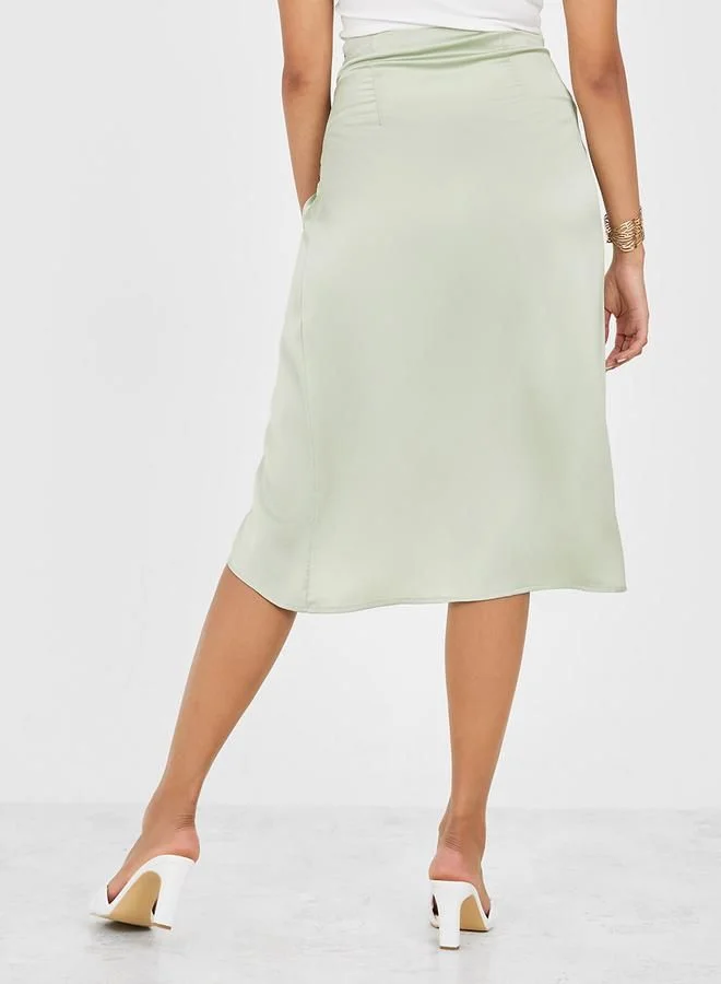 Styli Satin Wrap Midi core skirt