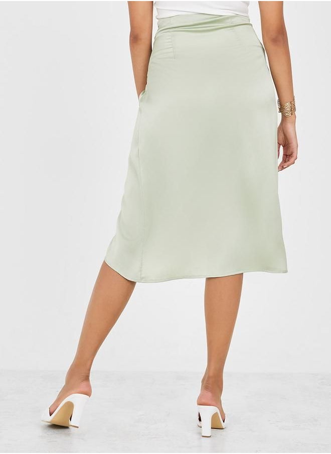 Styli - Satin Wrap Midi core skirt - Image 1