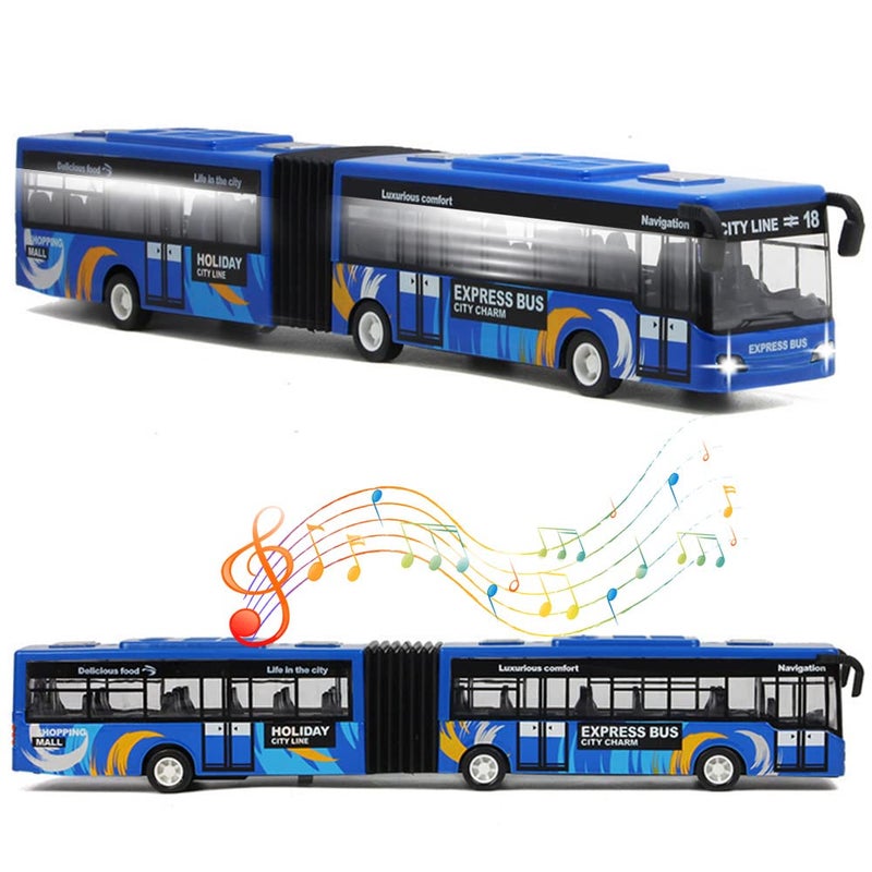 Crelloci City Bus Toy for Kids Die Cast Alloy Pull Back Vehicles Metro Articulated Electric Bus with Sounds and Lights Model Cars Toys Educational Gift for Kids Boys Girls Ages 3 - Image 2