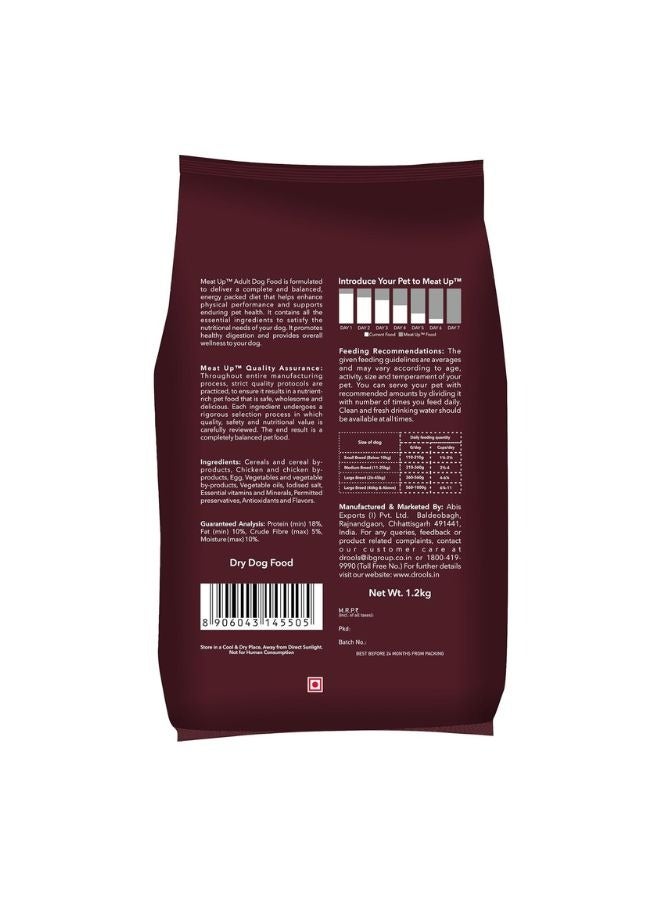 Meatup Dry Dog Food Real Chicken (Buy 1 Get 1) 2 x 1.2 Kg - Image 2