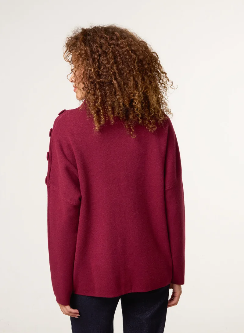 Blue Vanilla Button Shoulder Jumper