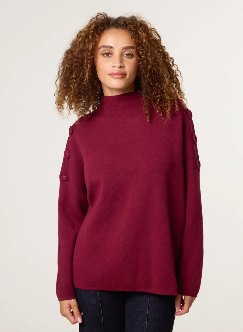 Blue Vanilla Button Shoulder Jumper