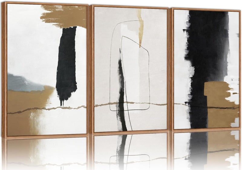 EMODA Canvas Wall Art Set of 3 with Outer Frame, 60 x 80 cm Each, Premium Framed Canvas Prints for Living Room Bedroom Office Home Décor, Modern Wall Decoration Artwork Set - Image 1