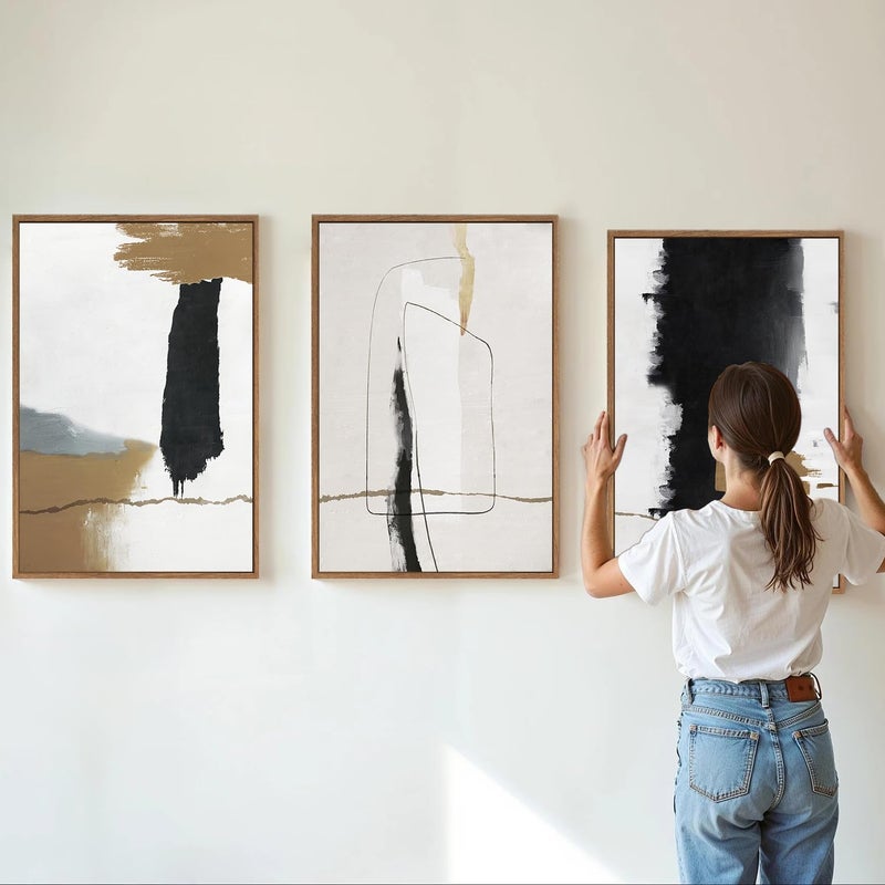 EMODA Canvas Wall Art Set of 3 with Outer Frame, 60 x 80 cm Each, Premium Framed Canvas Prints for Living Room Bedroom Office Home Décor, Modern Wall Decoration Artwork Set - Image 2