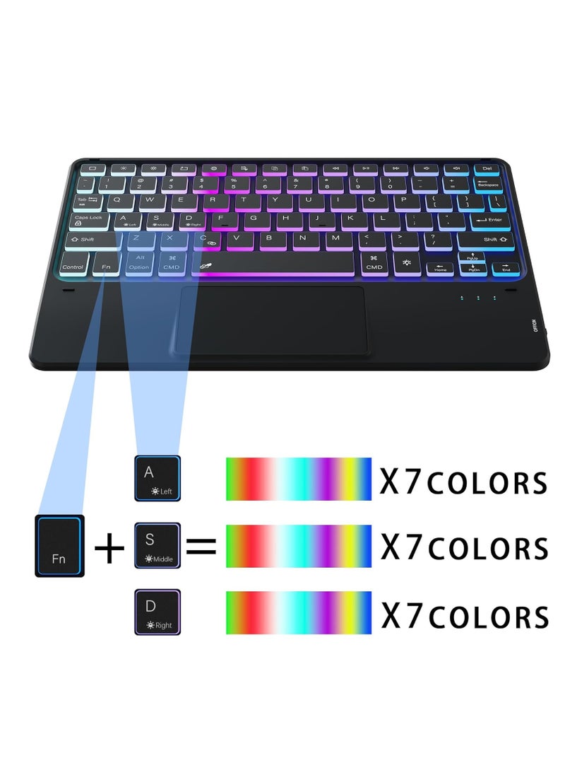 Generic - for iPad Pro 11-inch (M4) 2024 Case with Detachable Keyboard : DIY 3-Zone 7 Color Backlight Tablet Keyboard Cases with Touchpad - 11" iPad Pro 2024 (M4) Keyboard Cover with Pen Holder & Kickstand - Image 1