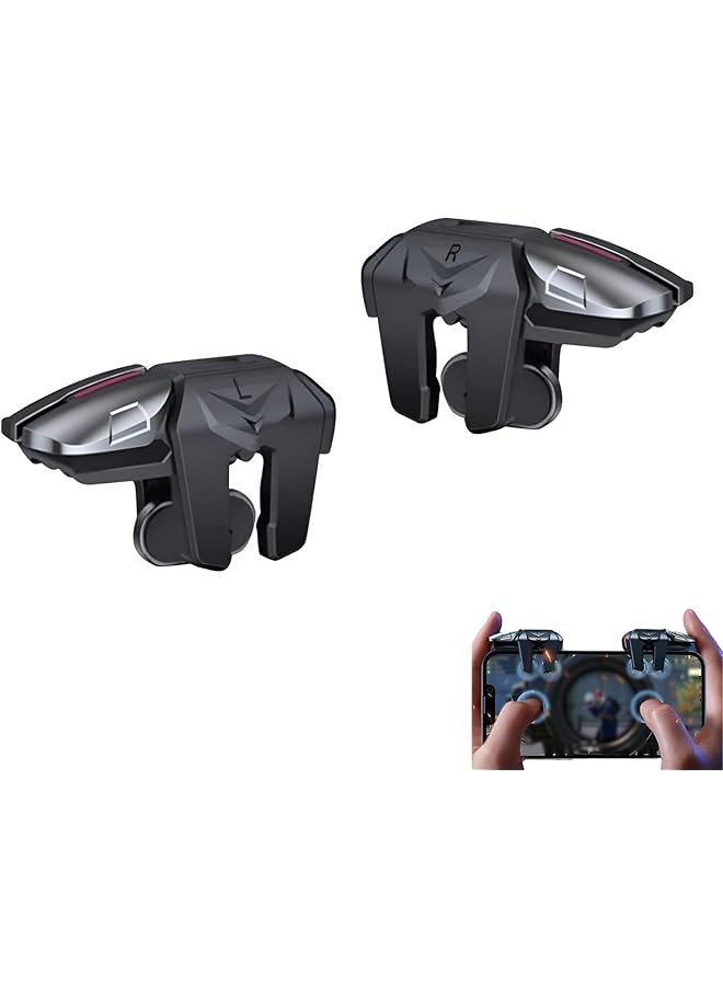 أكس سبرينج مجموعة من 2 مشغلات الألعاب، ملحقات ألعاب، وحدة تحكم للهاتف المحمول مع 4 أزرار من الألومنيوم، تصميم مشبك عالمي للهواتف المحمولة، مشغلات ألعاب للهواتف المحمولة، وحدة تحكم Pubg Mobile - Image 1