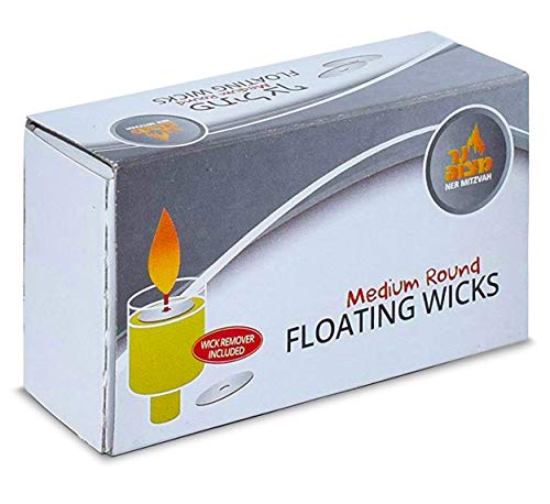 Ner Mitzvah Round Floating Wicks, Medium Sized Cotton Wicks and Cork Disc Holders for Oil Cups with Wick Removal Tweezers - 150 Count (Approx.) - Image 3