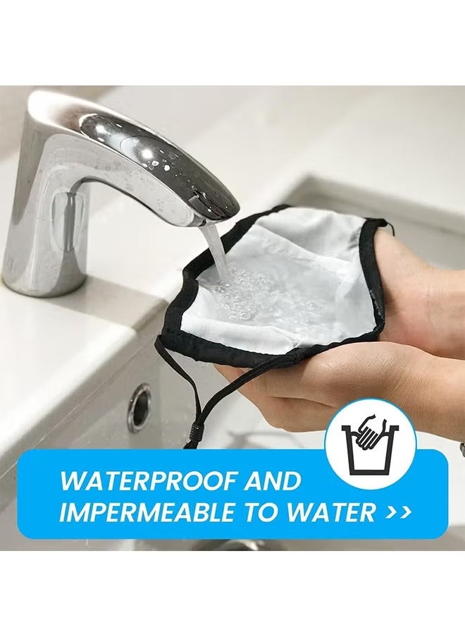 جيوستوس 6 PCS 3-ply cloth mask ، قابلة للغسل ، حماية من الوجه من القماش مع رقائق مرشح 10pcs ، وجه وجه قابل لإعادة الاستخدام والتنفس مع حلقات حماية الأذن قابلة للتعديل النساء/الرجال ، الأسود - Image 5