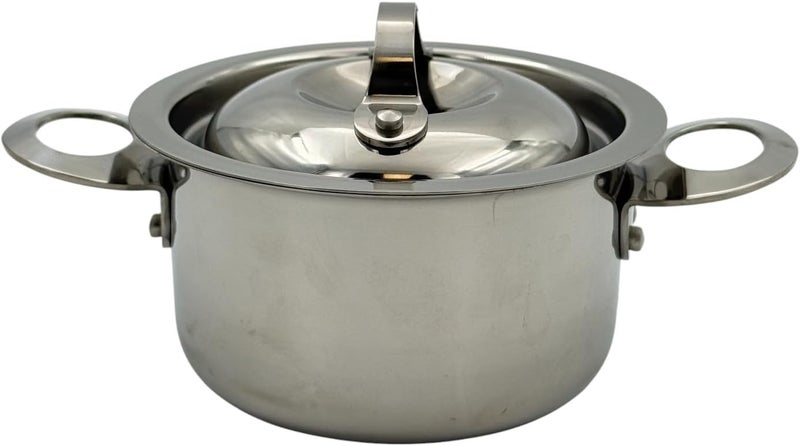 بي آند دي طاجن صغير من الفولاذ المقاوم للصدأ من B&D مع غطاء، قدر طهي دائري، الأبعاد: 10×5.8 سم - Image 1