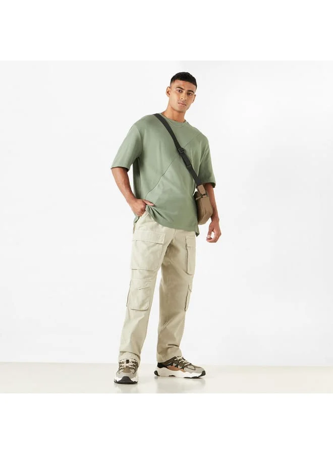 Lee Cooper Lee Cooper Solid Relaxed Fit Cargo Pants with Drawstring Closure