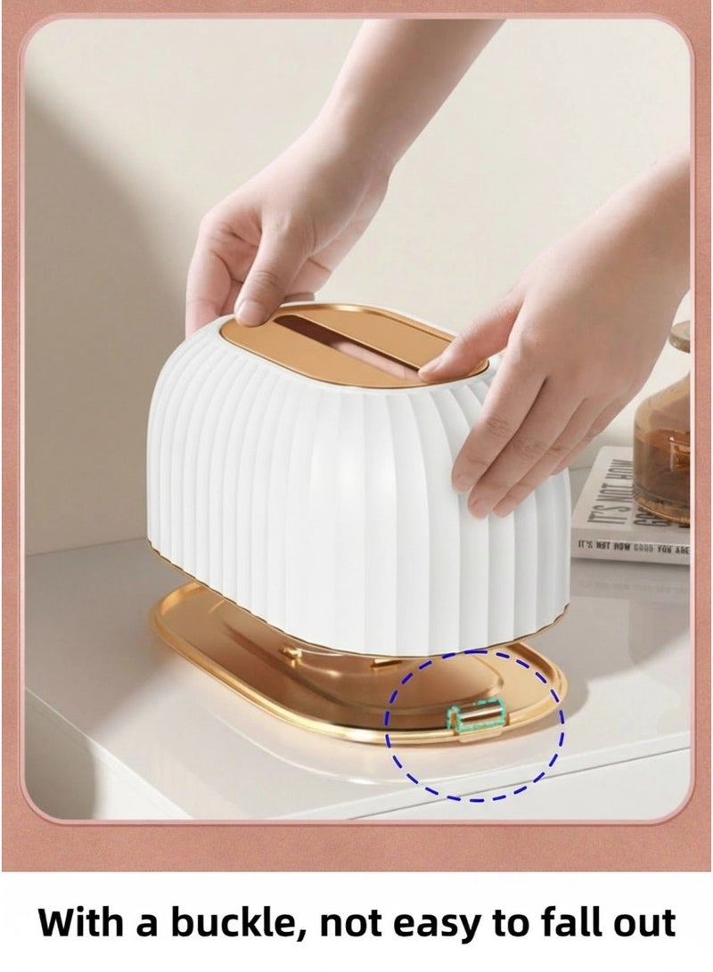 Tissue Box Cover Holder Tissue Box Elegant Napkin Tissue Holder with Spring Paper Organizer Dispenser Dryer Sheet Dispenser for Bathroom, Kitchen, Home - Image 4