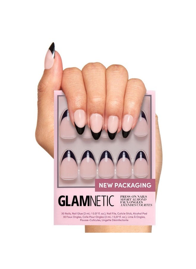 Glamnetic - Press On Nails - Caviar | Semi-Transparent, Short Almond Nails, Reusable | 15 Sizes - 30 Nail Kit With Glue - Image 1