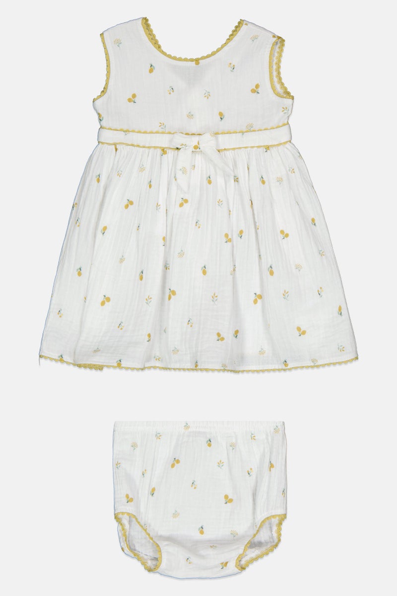 Rock-A-Bye Baby Boutique Toddlers Girl 2 Pieces Floral Print Dress with Panty Set, White - Image 2