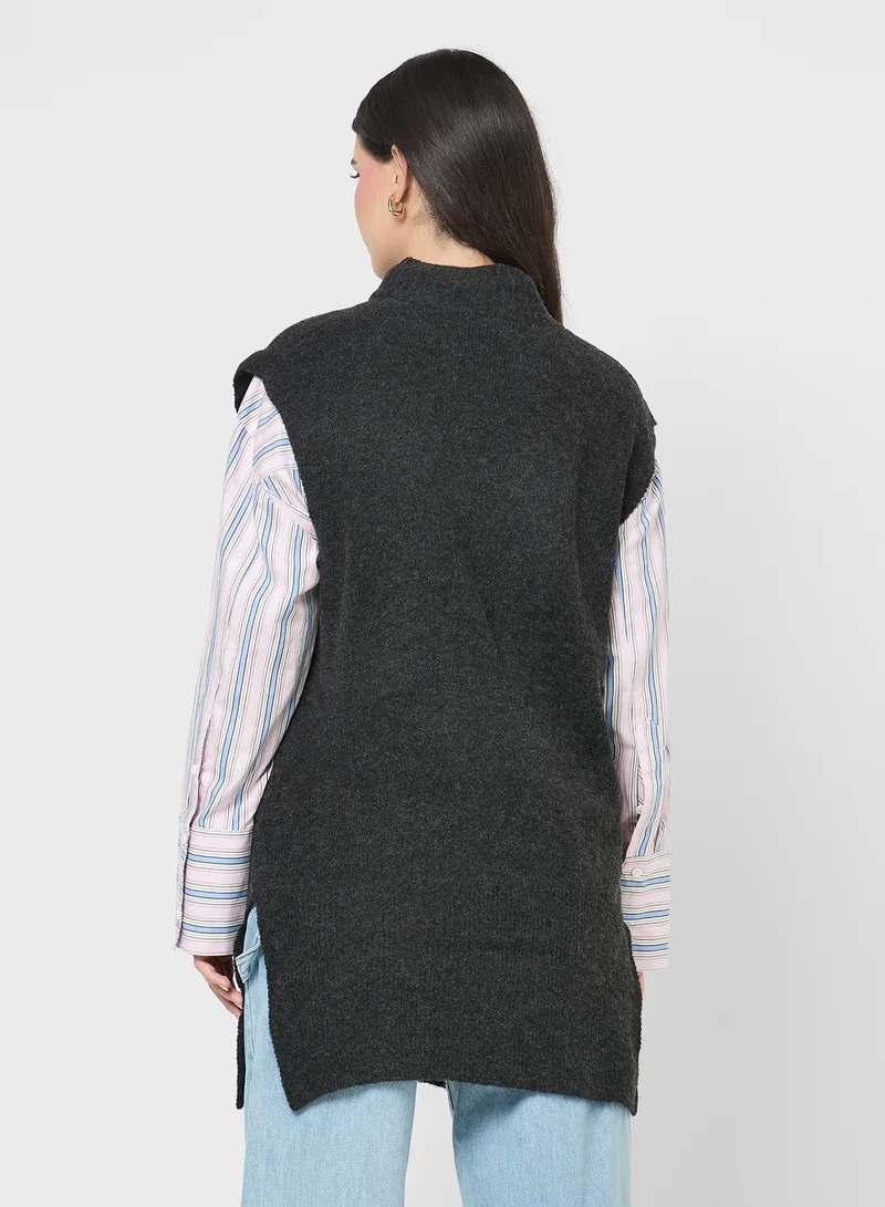 جينجر Loose Knitted Sleeveless Vest