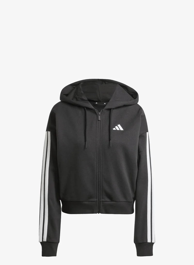 اديداس جاكيت بقبعة Essentials 3-Stripes French Terry