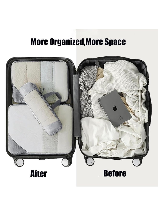 5 Pcs Compression Packing Cubes for Suitcase Travel Organizer Luggage Organizer Packing Cubes Expandable Lightweight Travel Essentials for Women/Men(5pcs,Grey) - Image 3