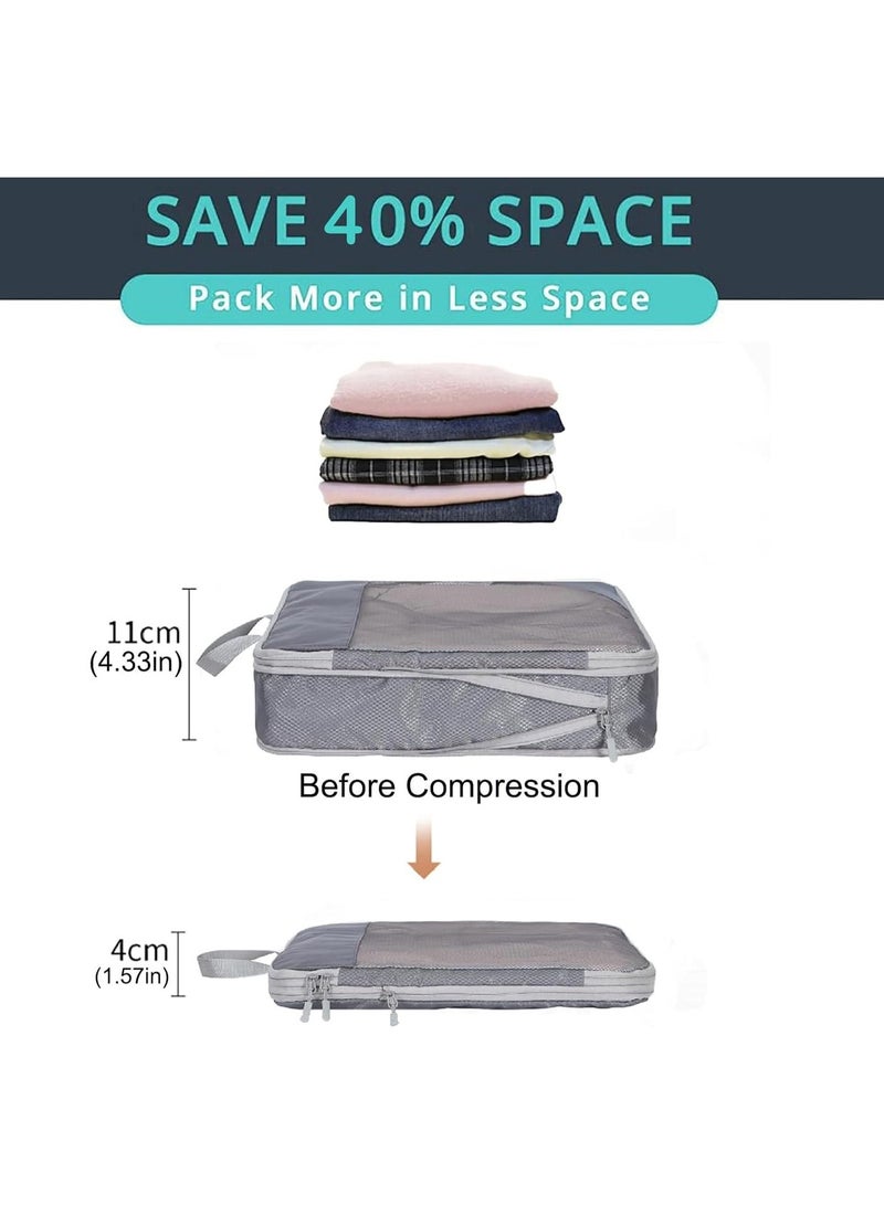 5 Pcs Compression Packing Cubes for Suitcase Travel Organizer Luggage Organizer Packing Cubes Expandable Lightweight Travel Essentials for Women/Men(5pcs,Grey) - Image 4