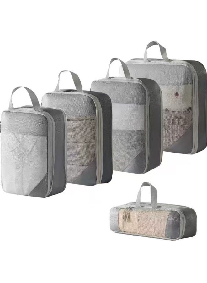 5 Pcs Compression Packing Cubes for Suitcase Travel Organizer Luggage Organizer Packing Cubes Expandable Lightweight Travel Essentials for Women/Men(5pcs,Grey) - Image 1