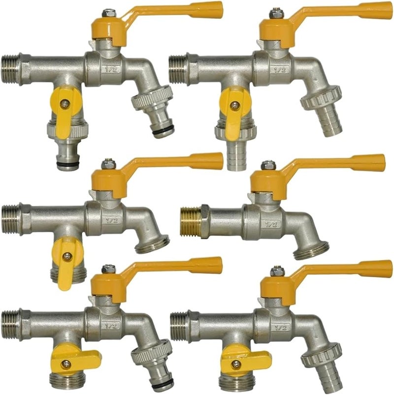 Garden Hose Faucet Adapter 1 2 Inch IBC Water Tank Connector 2 Way Ball Valve J 1pcs - Image 1