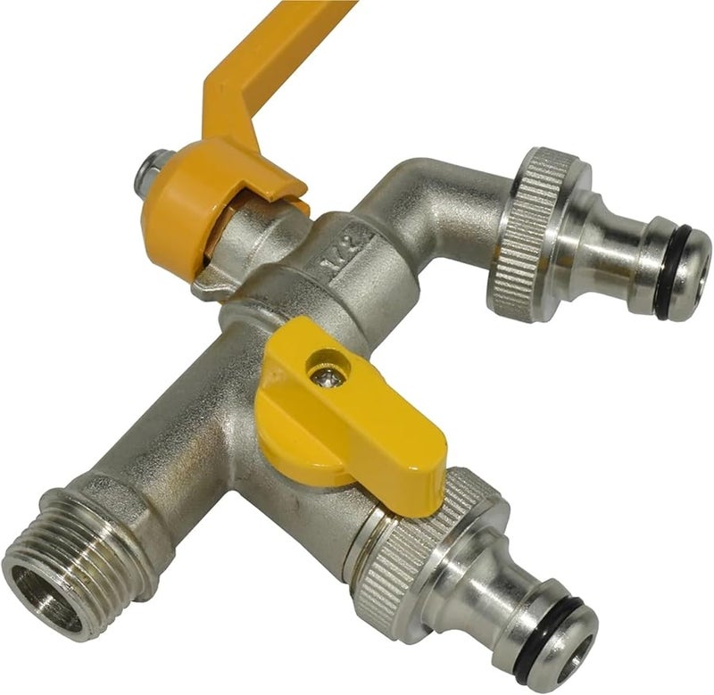 Garden Hose Faucet Adapter 1 2 Inch IBC Water Tank Connector 2 Way Ball Valve J 1pcs - Image 5